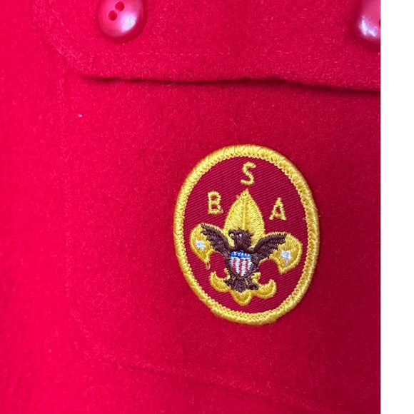 Vintage Boy Scouts of America BSA Red Wool Blend Jacket Shirt Size 40 Patch - Picture 5 of 9